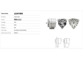 Alternatör  LUCAS ELEKTRIK LEA1185  1516524R 1702117 51261017145 51.26101-7145 51261017186 51543402 0051543402 51545202 0051545202 51545602 0051545602 61542402 0061542402 71542302 0071542302 51543302 51546002 A0051543302 A0051545202 A0051545602 A0051546002 A0061542402 A0071542302