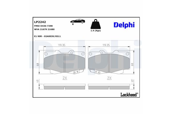 Fren Disk Balata Ön Toyota Hilux (KUN)(2005->)  DELPHI LP2242