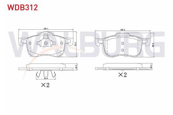 Fren Disk Balata Ön Volvo XC70 (08.2000->)  WALBURG WDB312