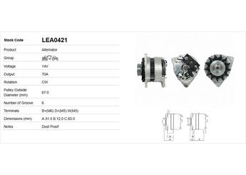 Alternatör  LUCAS ELEKTRIK LEA0421  