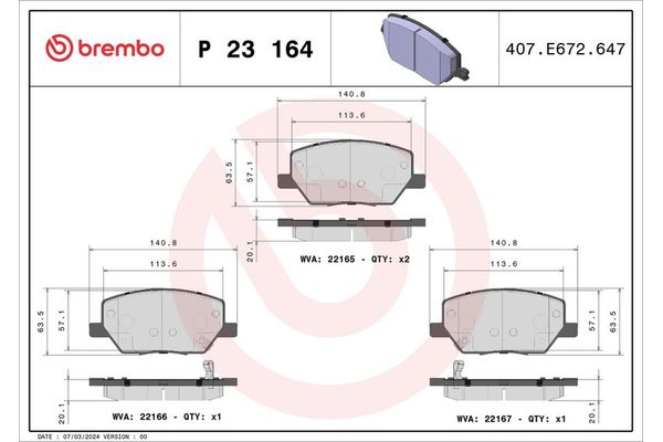 Fren Disk Balata Ön BREMBO P 23 164