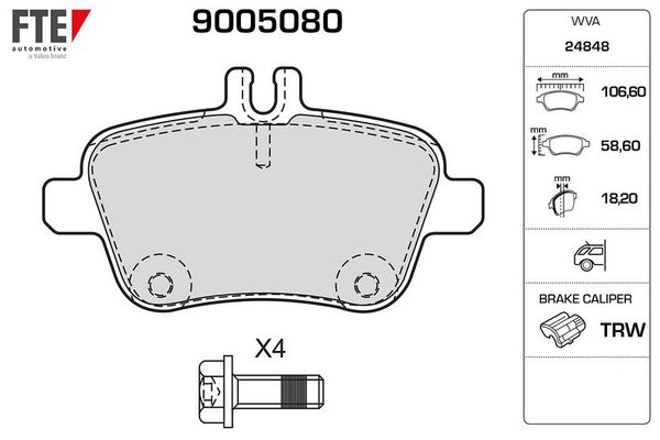 Fren Disk Balata Arka Infiniti QX30 (04.2016->)  FTE 9005080