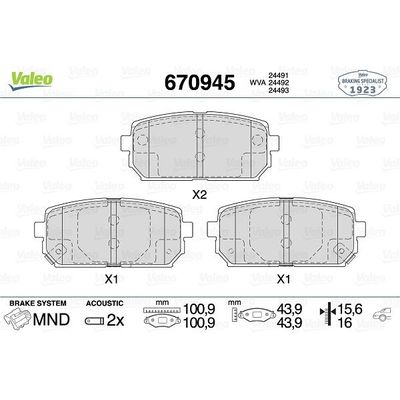 Fren Disk Balata Arka Kia Carens (UN)(2007->)  VALEO 670945