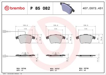 Fren Disk Balata Ön BREMBO P 85 082  7H0698151A 7H0698151E