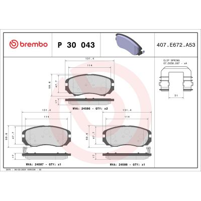 Fren Disk Balata Ön Kia Magentis (MG)(2006->)  BREMBO P 30 043