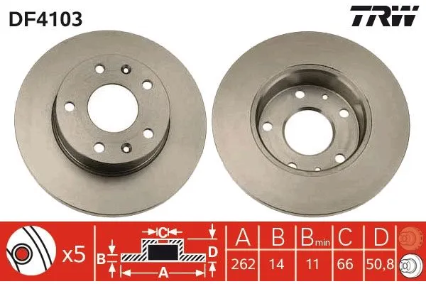 Fren Disk Ayna Ön Sağ ve Sol Land Rover Freelander 1 (LN)(01.1998->)  TRW DF4103