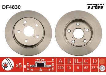 Fren Disk Ayna Arka Sağ ve Sol TRW DF4830  4243102170 42431-02170 4243102180 42431-02180 4243112280 42431-12280