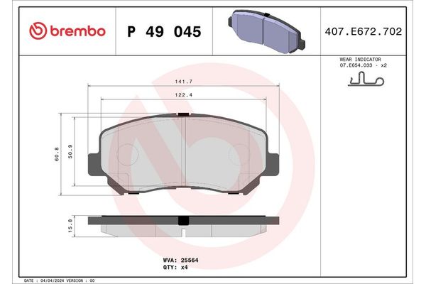 Fren Disk Balata Ön BREMBO P 49 045
