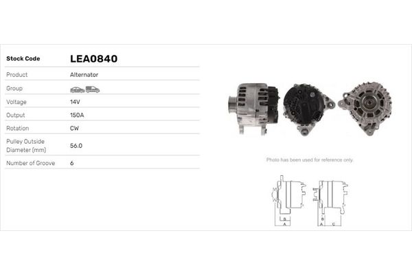 Alternatör  LUCAS ELEKTRIK LEA0840