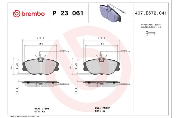 Fren Disk Balata Ön BREMBO P 23 061
