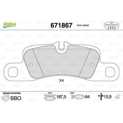 Fren Disk Balata Arka Porsche Cayenne (Typ 92A)(02.2010->)  VALEO 671867
