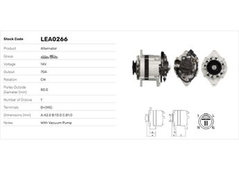 Alternatör  LUCAS ELEKTRIK LEA0266  LEA0266 LR170420 LR170-420 LR170420A LR170-420A LR170420B LR170-420B LR170427 LR170-427 LR170427A LR170-427A LR170427B LR170-427B LR170427BA LR170-427BA LR170427C LR170-427C 8970417900 897041-7900 8971131180 897113-1180 8971131181 1204144 6204013 6204059 90542407 9163941 9512124 97041790 97113118 R1030072