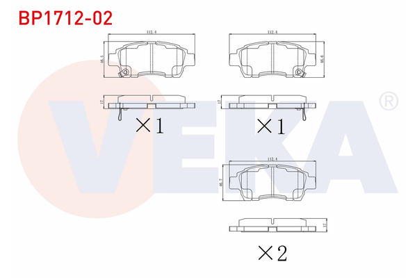 Fren Disk Balata Ön Toyota Yaris (NCP1/NLP1/SCP1)(1999->)  VEKA BP1712-02