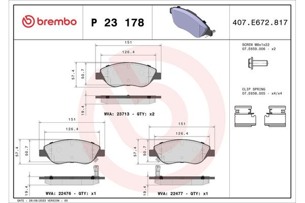 Fren Disk Balata Ön BREMBO P 23 178