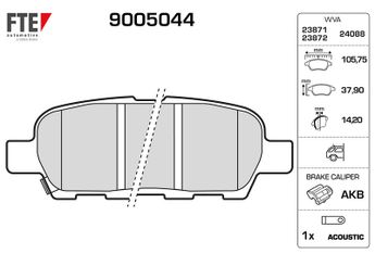 Fren Disk Balata Arka FTE 9005044  440608H385 44060AM485 44060EG00K 44060EG085 D4060045VA D4060-045VA D4060EG50C D4060-EG50C D4M60EG50C 44060-8H385 44060-AM485 44060-EG00K 44060-EG085 AY060NS052 AY060-NS052 D40608H385 D4060-8H385 D40603DN1A D40608H38EVA D4M60-EG50C D4060-3DN1A