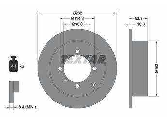 Fren Disk Ayna Arka Sağ ve Sol TEXTAR 92104000  58411M2050 58411M2050DS MB668083 MB699964 MB857915 MB857978