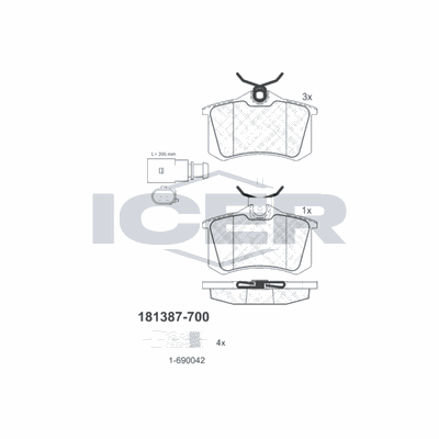 Fren Disk Balata Arka Volkswagen Sharan (7M6/7M9)(04.2000->2010)  MAGNETI MARELLI 323700015400