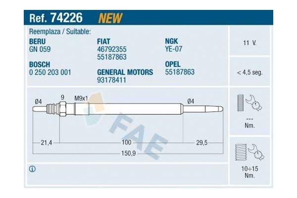 Isıtma Bujisi  Saab 9-5 Combi (2001->)  ET1 EC862