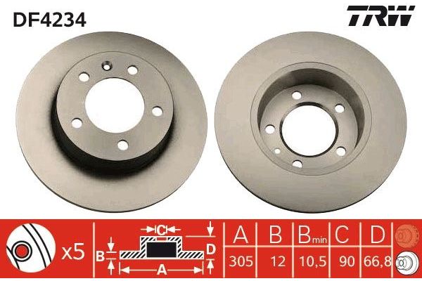 Fren Disk Ayna Arka Sağ ve Sol Opel Movano (1998->)  TRW DF4234