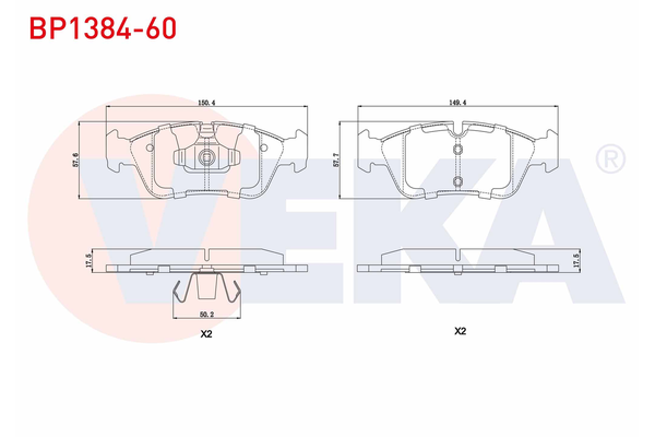 Fren Disk Balata Ön BMW 1 Serisi Sedan 3/5 Kapı (E81/E87)(2004->)  VEKA BP1384-60
