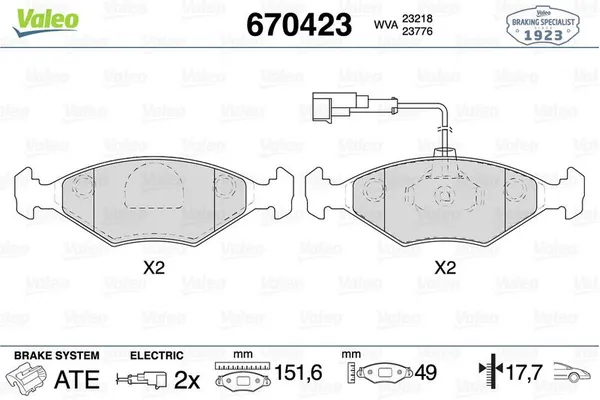 Fren Disk Balata Ön Fiat Palio (178)(06.1999->)  VALEO 670423