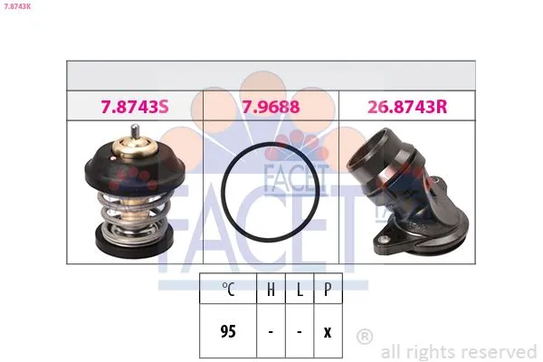 Termostat  Volkswagen CC (358)(11.2011->2016)  FACET 7.8743K