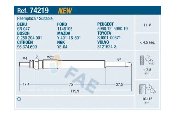 Isıtma Bujisi  Ford Fusion (CBK)(2002->)  PSA ORJINAL 5960E9