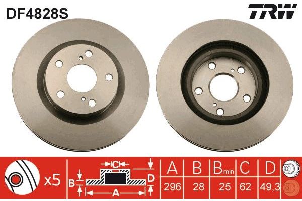 Fren Disk Ayna Ön Sağ ve Sol Toyota RAV4 (A3)(2005->)  TRW DF4828S