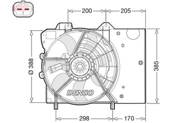 Radyatör Fan ve Motoru  DENSO DER21024  9801666680 1610781580 1253H5 1253H0 1253P9 1253Q0