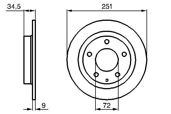 Fren Disk Ayna Arka Sağ ve Sol Mazda 323 C/F/S Sedan (BA)(04.1994->)  BOSCH 0 986 479 208