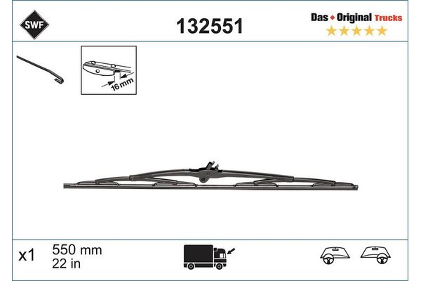 Silecek Süpürgesi Ön  550 mm - 22 inç SWF 132551