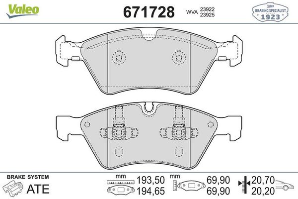 Fren Disk Balata Ön Mercedes GL -Serisi (BM 164)(03.2006->)  VALEO 671728
