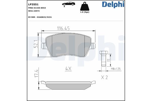 Fren Disk Balata Ön Dacia Logan Pickup (01.2009->)  DELPHI LP3551