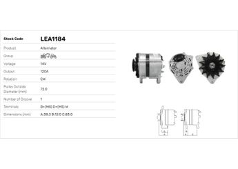 Alternatör  LUCAS ELEKTRIK LEA1184  103610 111684N