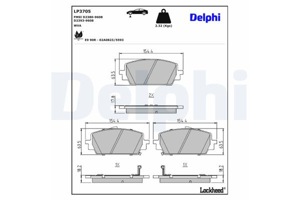 Fren Disk Balata Ön Hyundai Santa Fe (TM)(10.2020->)  DELPHI LP3705