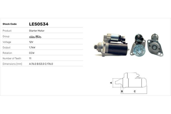 Marş Dinamosu  Audi A3 Cabriolet (8P7)(04.2008->)  LUCAS ELEKTRIK LES0534