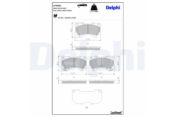 Fren Disk Balata Ön Toyota Land Cruiser (J15)(2018->)  DELPHI LP3960