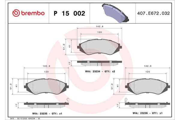 Fren Disk Balata Ön Chevrolet Evanda (2005->)  BREMBO P 15 002