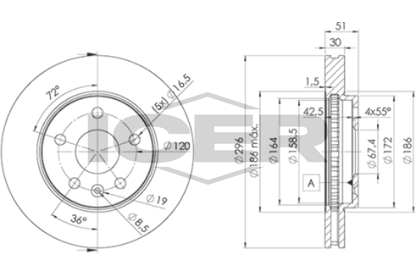 Fren Disk Ayna Ön Sağ ve Sol Opel Insignia A Country Tourer (2013->)  MAGNETI MARELLI 360704016400