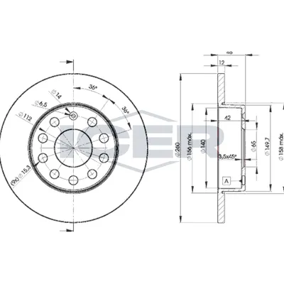 Fren Disk Ayna Arka Sağ ve Sol Volkswagen Jetta V (1K2)(08.2005->2010)  OTOZONE BD7005