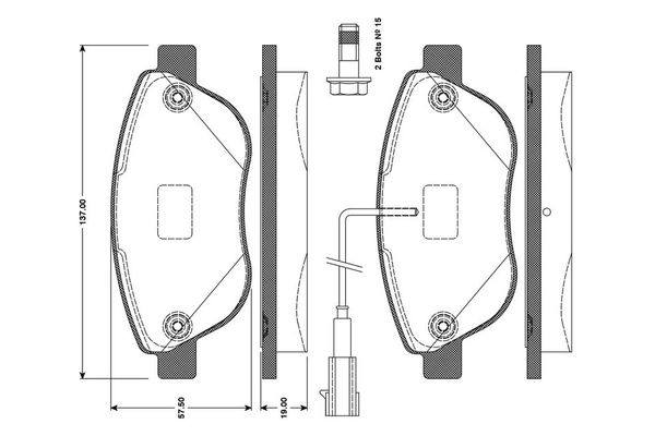 Fren Disk Balata Ön Fiat Grande Punto (199)(2005->)  BOSCH 0 986 TB3 079