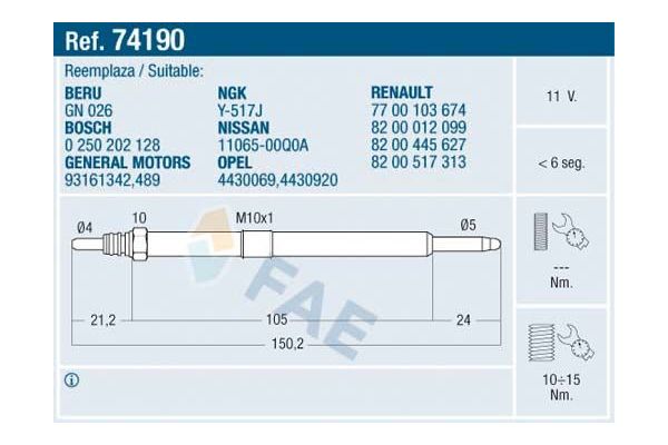 Isıtma Bujisi  FAE 74190