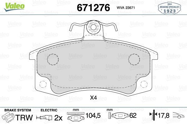 Fren Disk Balata Ön Lada Kalina 2 Hatchback (2192)(2014->)  VALEO 671276