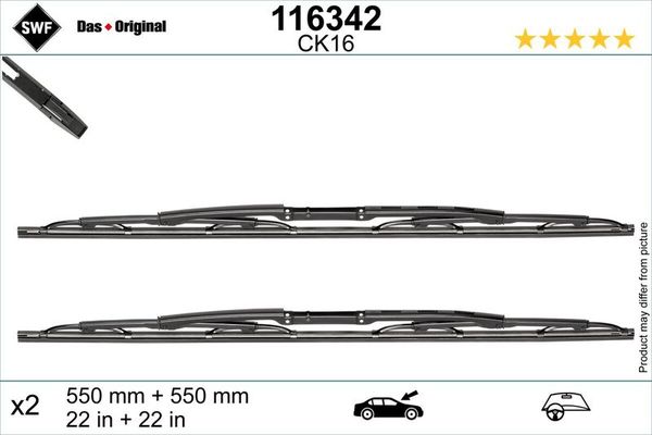 Silecek Süpürgesi Ön Telli Tip 550/550 mm - 22/22 inç Audi A6 Sedan (4B2)(06.2001->)  SWF 116342