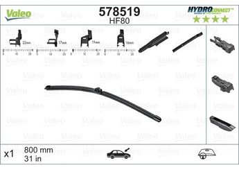 Silecek Süpürgesi Ön Muz Tip 800 mm - 32 inç VALEO 578519  3397006955 1611349580 1611661180 1609883480 1611631180 1613156980 1642335880 642370 6426PC 1608242080 288909637R 16 113 495 80 16 116 611 80 6423-70 6426-PC