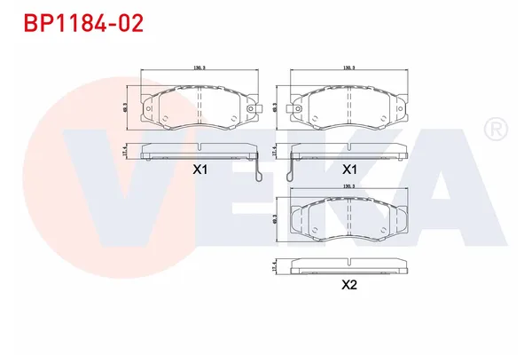 Fren Disk Balata Ön Nissan Laurel (JC32)(01.1986->)  VEKA BP1184-02