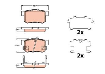 Fren Disk Balata Arka TRW GDB3516  5580080J02 5580057L50 55800-57L50 55800-80J02 5580080J00 55800-80J00