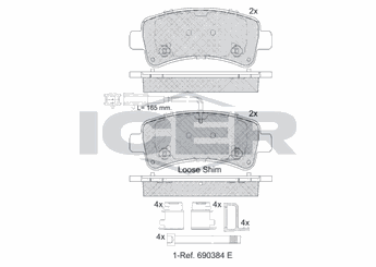 Fren Disk Balata Arka FIAT ORJINAL 77367094  77367094 1612434080 16 124 340 80 1673605980 68230095AA 6 823 009 5AA 7 736 709 4 77368453 7 736 845 3 68230095AB 68230095AC