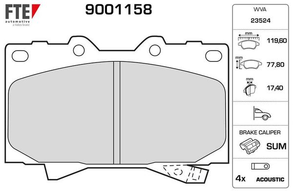 Fren Disk Balata Ön Toyota Land Cruiser (J10)(1998->)  FTE 9001158