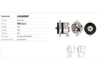 Alternatör  LUCAS ELEKTRIK LEA0589  2997074 42498165 42498213 98417133 98417134 98418362 98419031 98419032 98419033 98424450 99461190 294392600